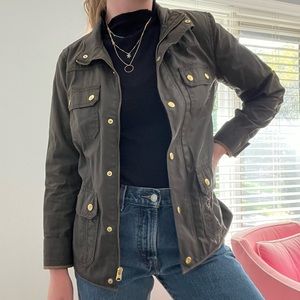 Small J. Crew Field Jacket in Dark Green with Gold Accents
